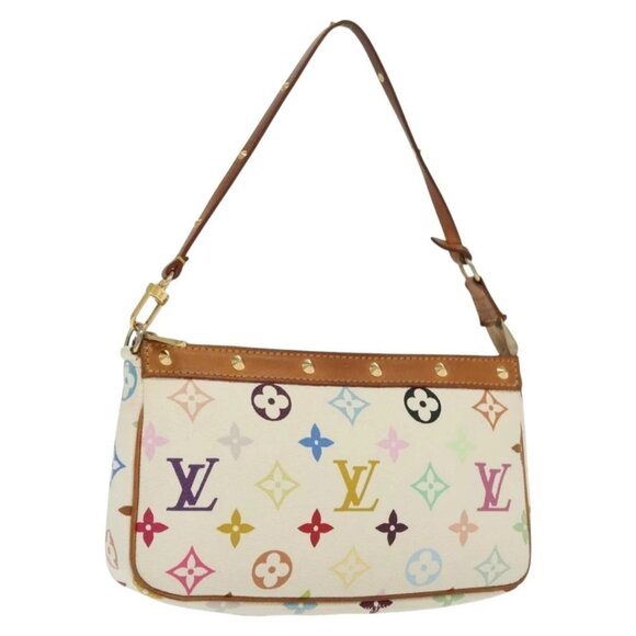 LOUIS VUITTON Monogram Multicolor Pochette Pouch White M92649 LV Auth 136289 - Picture 1 of 16